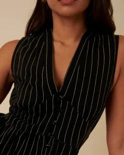 Nobody's Child Sleeveless Starlight Midaxi Dress Black Ticking Stripe