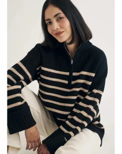 Nobody's Child Stripe Oversized Half Zip Jumper