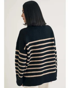 Nobody's Child Stripe Oversized Half Zip Jumper