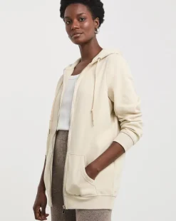 Oatmeal Longline Zip Hoodie