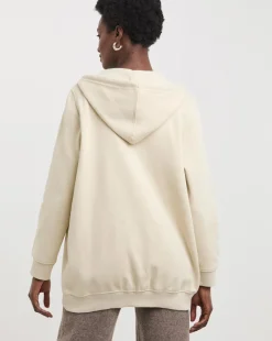 Oatmeal Longline Zip Hoodie