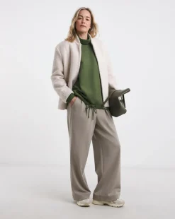 Olive Roll Neck Tie Hem Cosy Sweatshirt