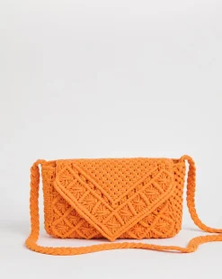 Orange Macrame Crossbody Bag