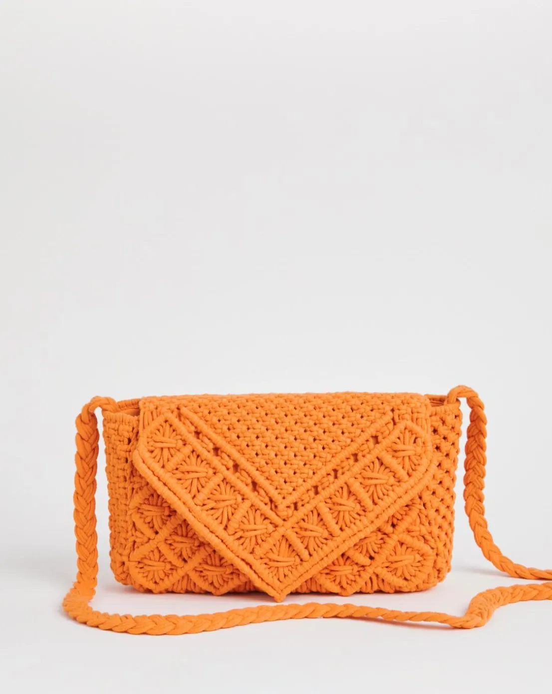 Orange Macrame Crossbody Bag
