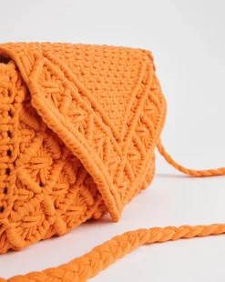 Orange Macrame Crossbody Bag
