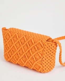 Orange Macrame Crossbody Bag