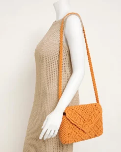 Orange Macrame Crossbody Bag