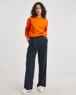 Orange Ribbed Detail SweatShirt