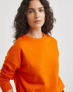 Orange Ribbed Detail SweatShirt