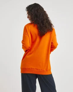 Orange Ribbed Detail SweatShirt