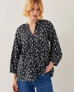 Orielle Pintuck Floral Blouse