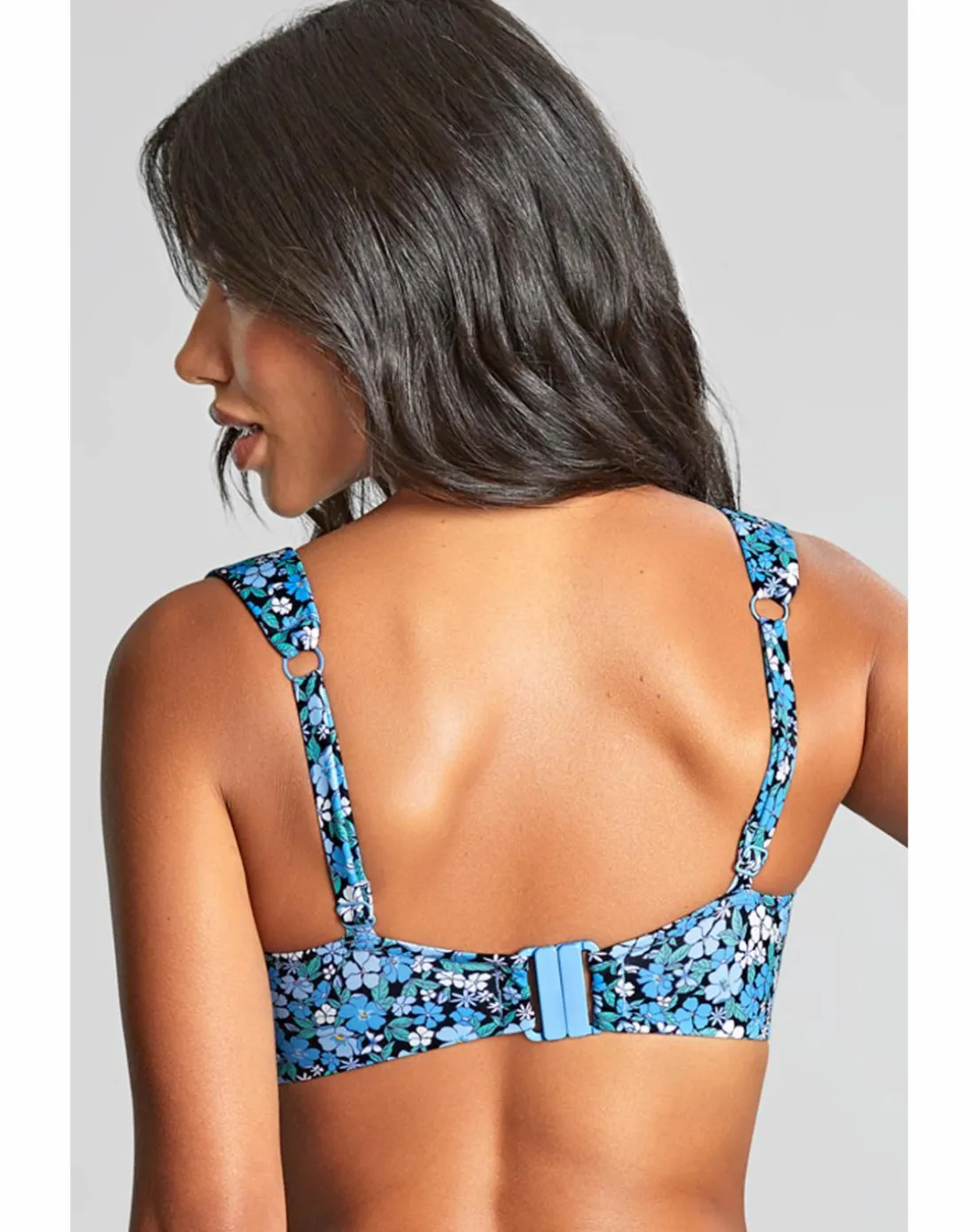 Panache Bette Balcony Wired Wide Strap Bikini Top Blue Posy Print
