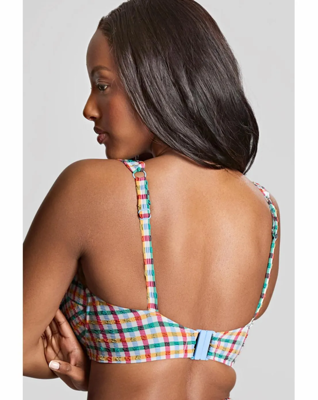 Panache Bette Balcony Wired Wide Strap Bikini Top Seersucker Check