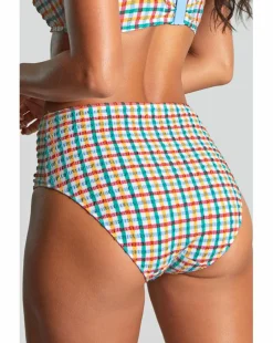 Panache High Waist Bikini Brief Seersucker Check