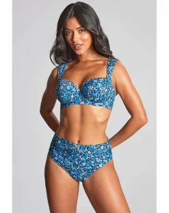 Panache High Waist Bikini Brief Blue Posy Print