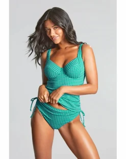 Panache Iris Balcony Wired Tankini Top Green Gingham