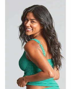 Panache Iris Balcony Wired Tankini Top Green Gingham