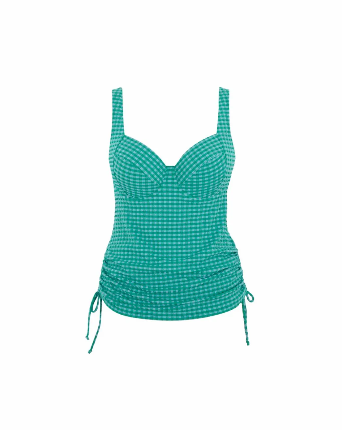 Panache Iris Balcony Wired Tankini Top Green Gingham