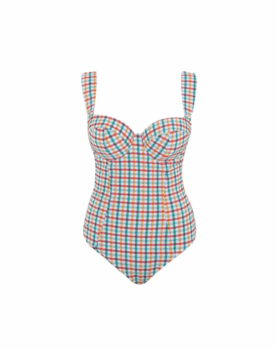 Panache Monica Balcony Wired Wide Strap Swimsuit Seersucker Check
