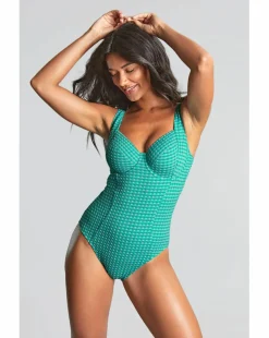 Panache Paloma Balcony Wired Swimsuit Green Gingham
