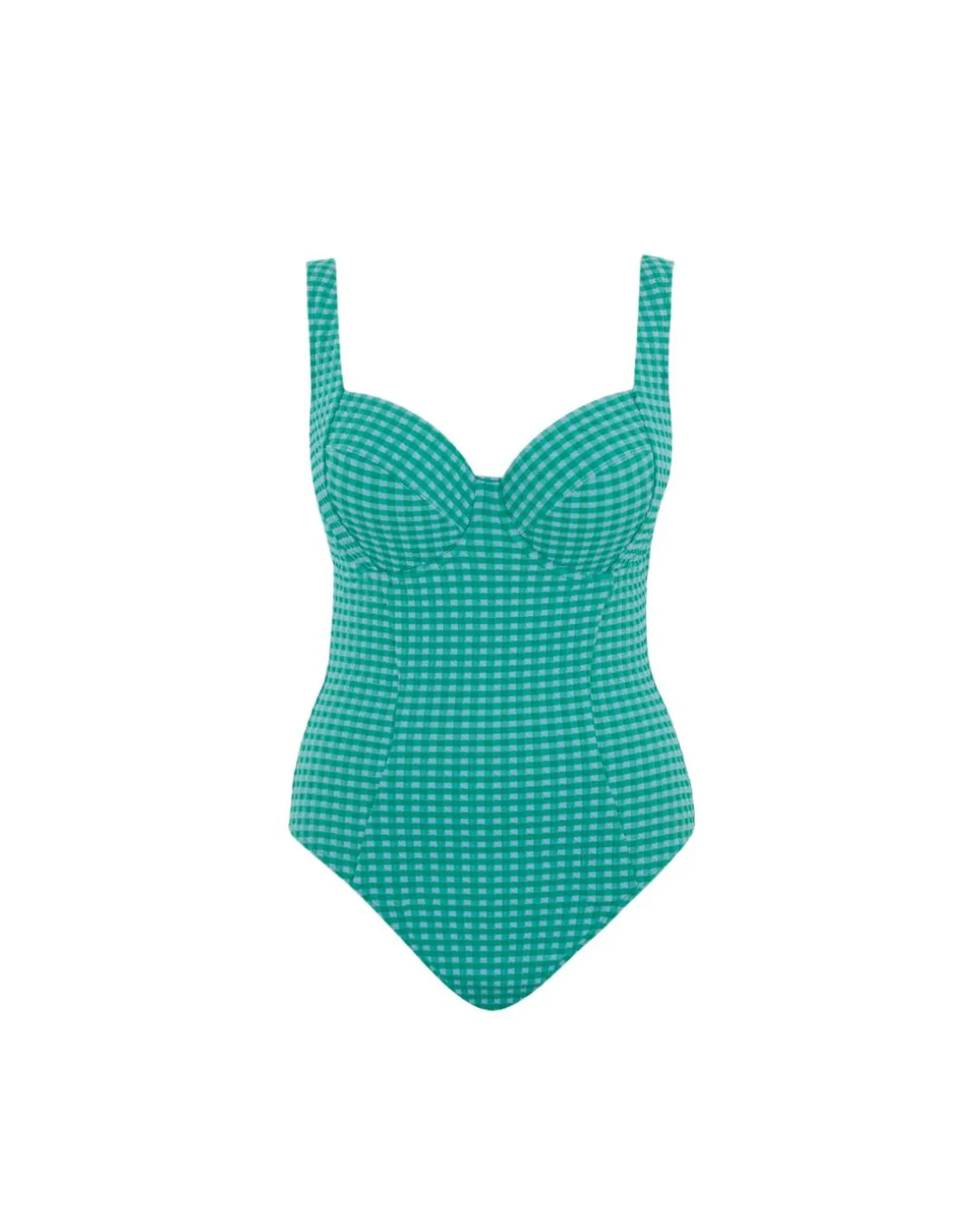 Panache Paloma Balcony Wired Swimsuit Green Gingham
