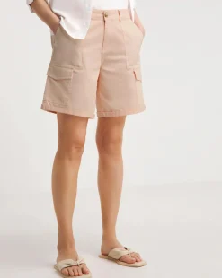 Peach Stretch Cotton Cargo Shorts