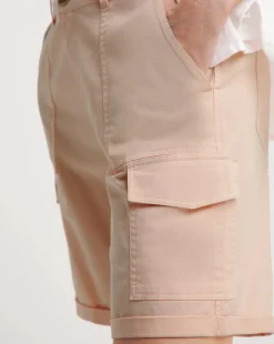 Peach Stretch Cotton Cargo Shorts