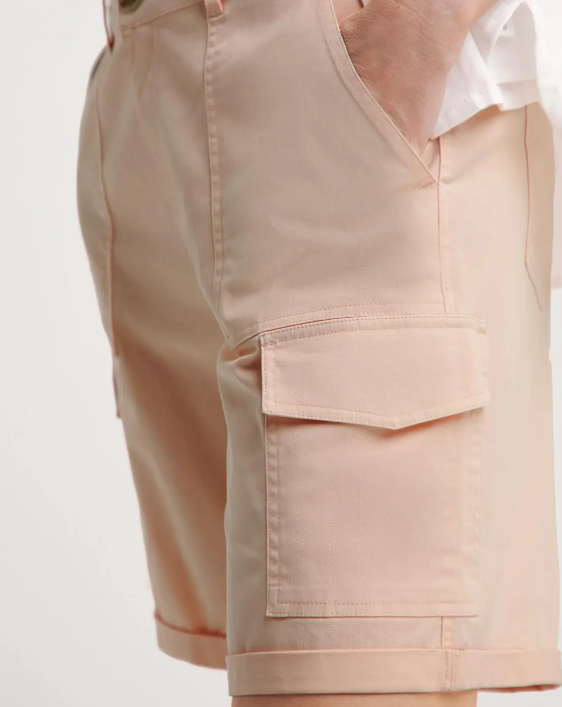Peach Stretch Cotton Cargo Shorts