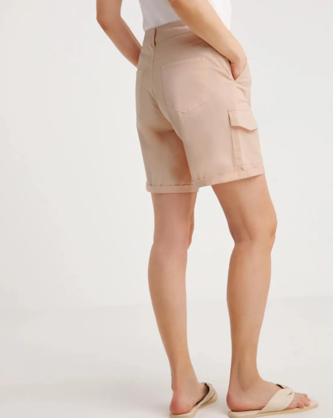 Peach Stretch Cotton Cargo Shorts