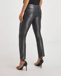 Pewter Metallic Slim Leg Jean