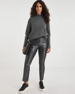 Pewter Metallic Slim Leg Jean