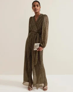 Phase Eight Alli Gold Textured Jumpsuit