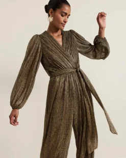 Phase Eight Alli Gold Textured Jumpsuit