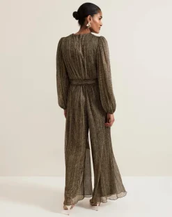 Phase Eight Alli Gold Textured Jumpsuit