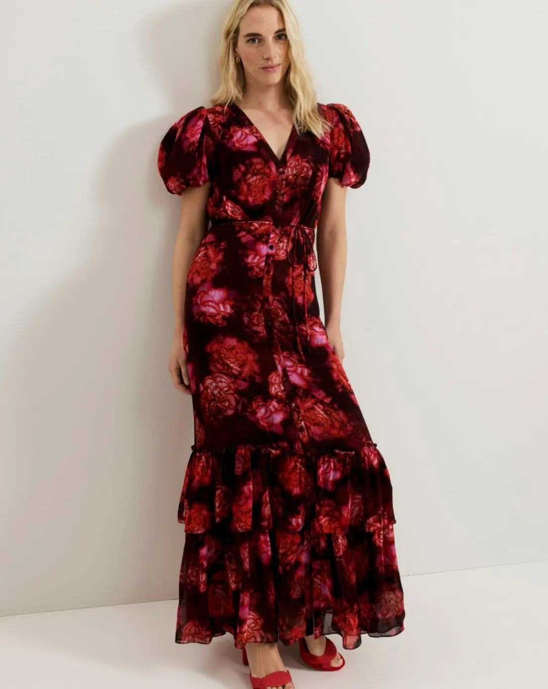 Phase Eight Amaris floral Puff Sleeve Maxi Dress
