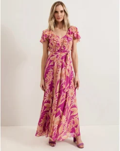 Phase Eight Dinara Printed Frill Detail Maxi Dress