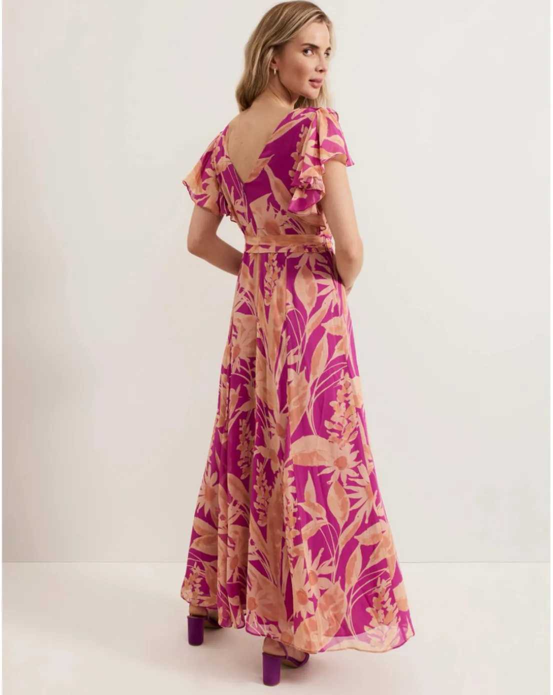 Phase Eight Dinara Printed Frill Detail Maxi Dress