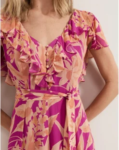 Phase Eight Dinara Printed Frill Detail Maxi Dress