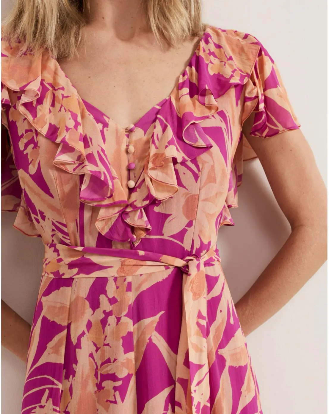 Phase Eight Dinara Printed Frill Detail Maxi Dress