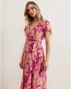 Phase Eight Dinara Printed Frill Detail Maxi Dress
