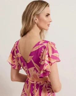 Phase Eight Dinara Printed Frill Detail Maxi Dress