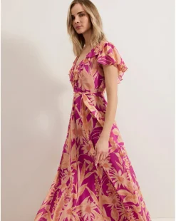 Phase Eight Dinara Printed Frill Detail Maxi Dress