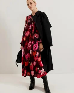 Phase Eight Eleini Floral Tie Neck Midi Dress