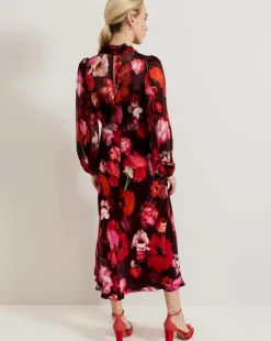 Phase Eight Eleini Floral Tie Neck Midi Dress