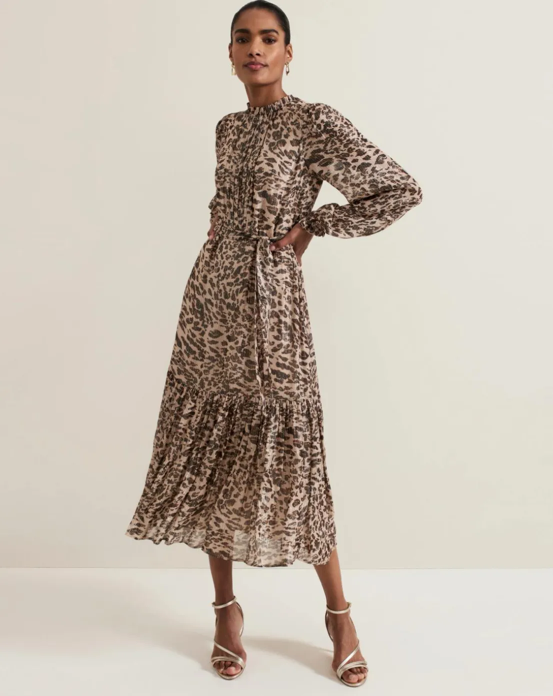 Phase Eight Eve Leopard Fil Coupe Print Midi Dress