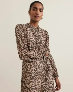 Phase Eight Eve Leopard Fil Coupe Print Midi Dress