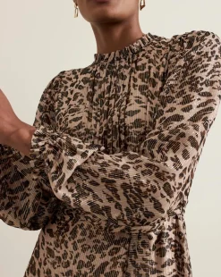 Phase Eight Eve Leopard Fil Coupe Print Midi Dress