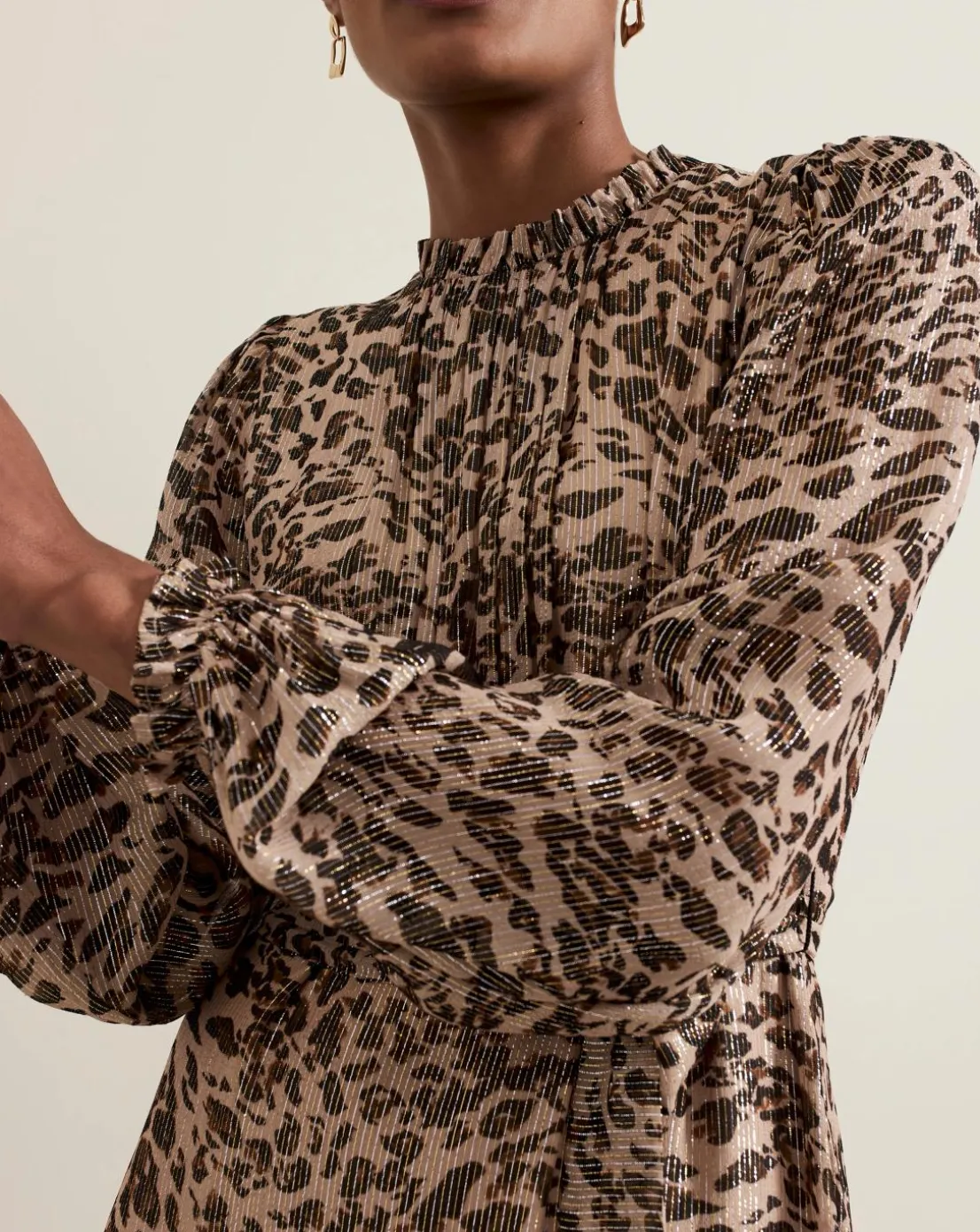 Phase Eight Eve Leopard Fil Coupe Print Midi Dress