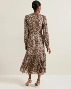 Phase Eight Eve Leopard Fil Coupe Print Midi Dress
