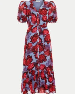 Phase Eight Francesca Floral V Neck Midi Dress